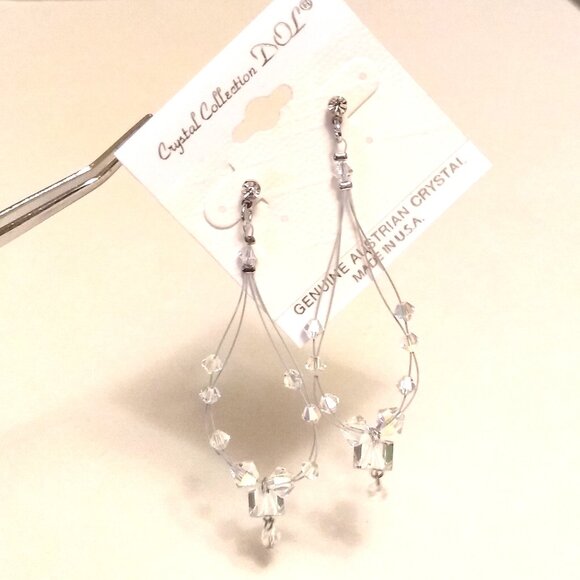 NEW Genuine Clear Austrian Crystal Handcrafted Drop Dangle Earrings  Jewelry - Picture 2 of 9